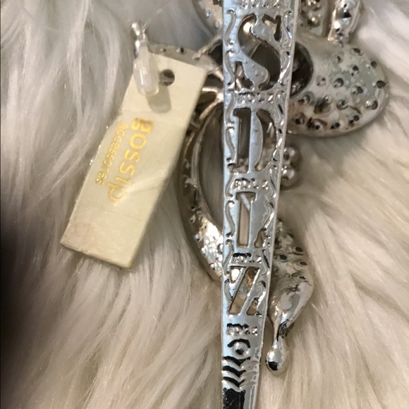 VINTAGE Gossip Large Dressy Large Silver Toned Clear Stone Hair Clip - Picture 3 of 5